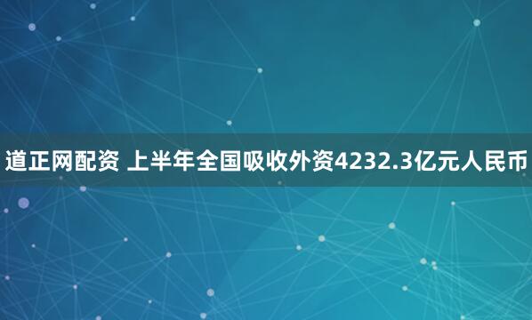 道正网配资 上半年全国吸收外资4232.3亿元人民币