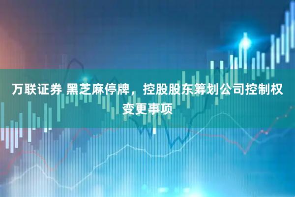 万联证券 黑芝麻停牌，控股股东筹划公司控制权变更事项