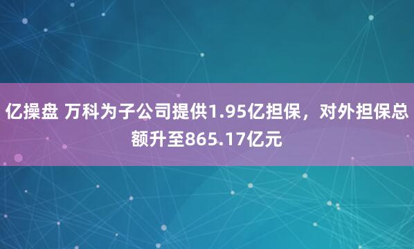 亿操盘 万科为子公司提供1.95亿担保，对外担保总额升至865.17亿元